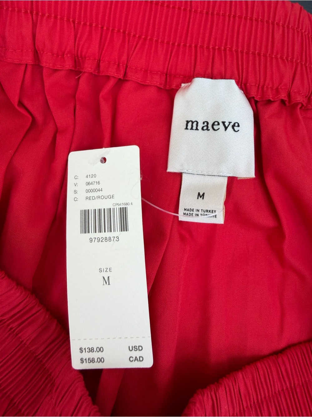 Maeve Anthropologie Red Maxi Skirt NWT Medium Elastic Waist Pockets - Picture 7 of 15